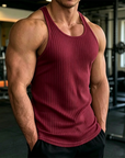 Mivanity Solid Slim Fit Gym Knitted Tank Top