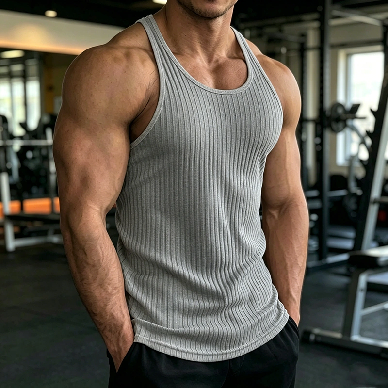 Mivanity Solid Slim Fit Gym Knitted Tank Top