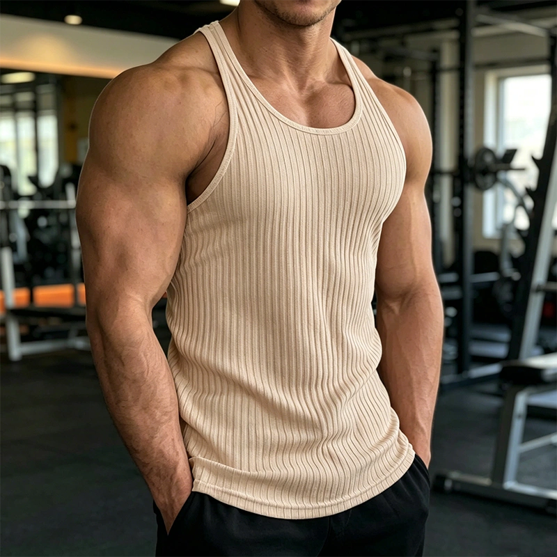 Mivanity Solid Slim Fit Gym Knitted Tank Top