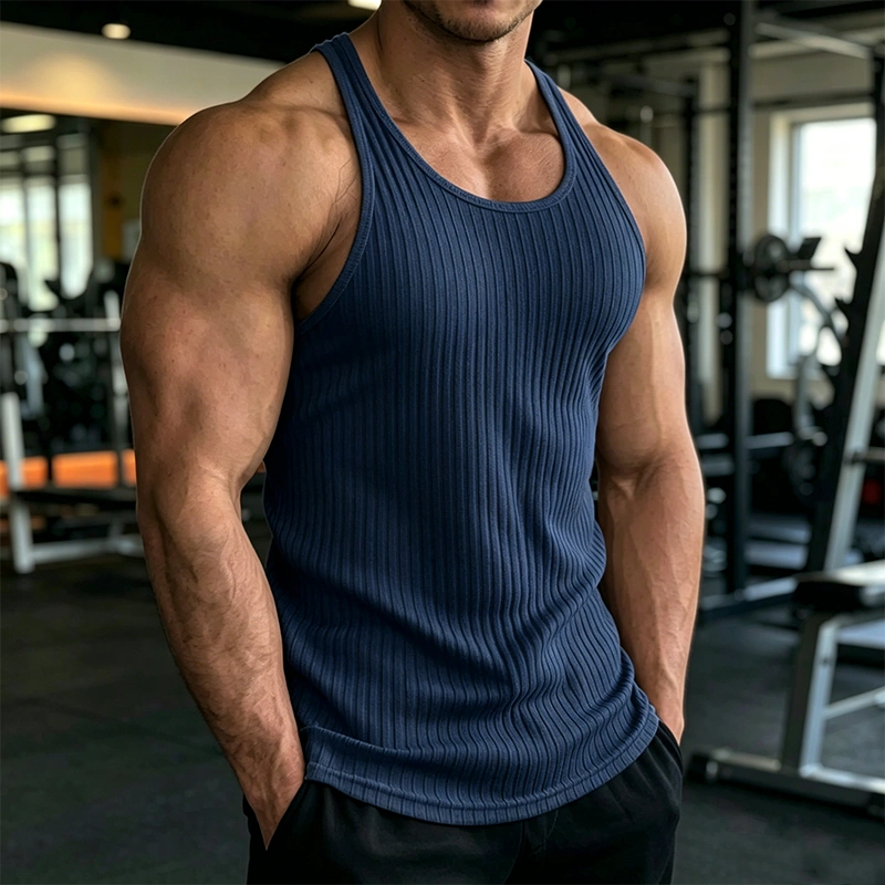 Mivanity Solid Slim Fit Gym Knitted Tank Top