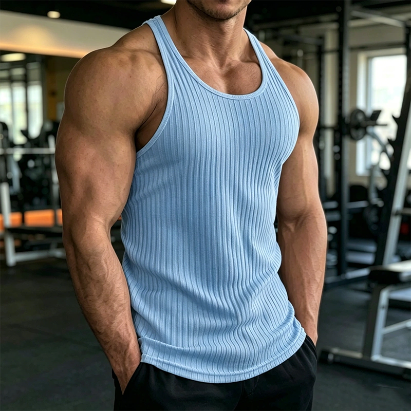 Mivanity Solid Slim Fit Gym Knitted Tank Top
