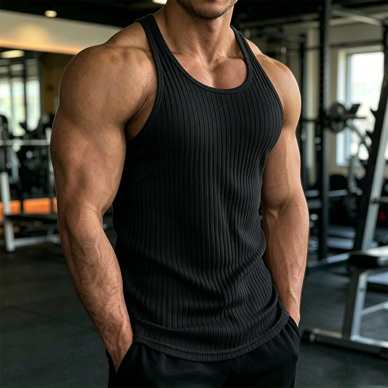 Mivanity Solid Slim Fit Gym Knitted Tank Top
