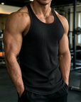 Mivanity Solid Slim Fit Gym Knitted Tank Top