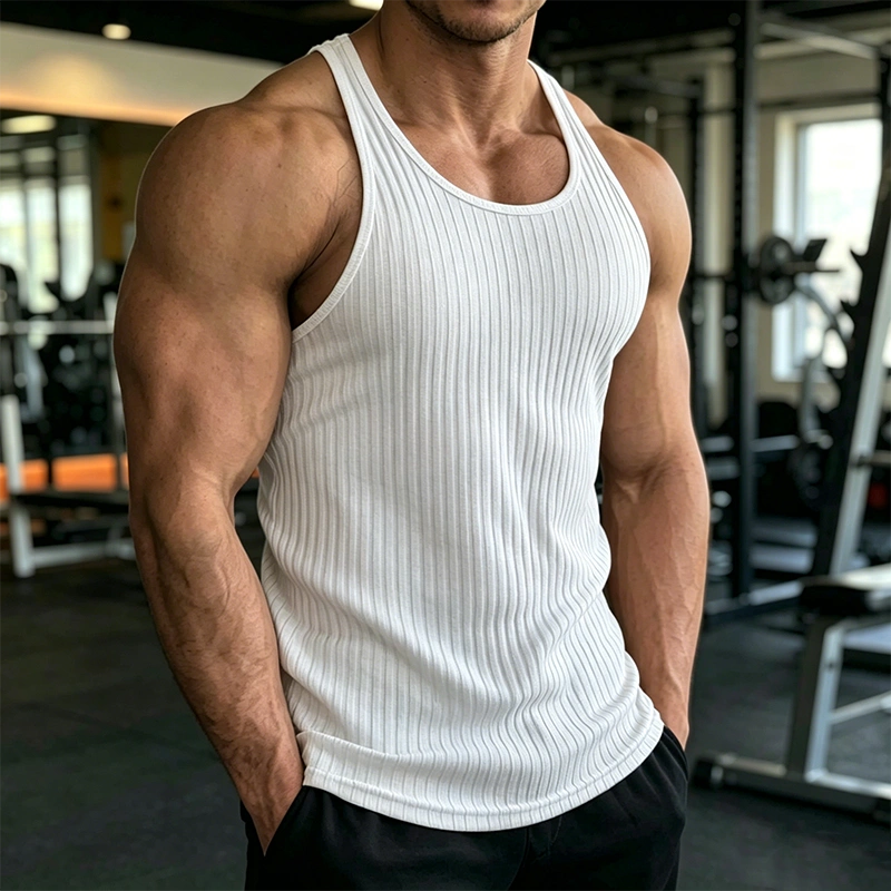 Mivanity Solid Slim Fit Gym Knitted Tank Top
