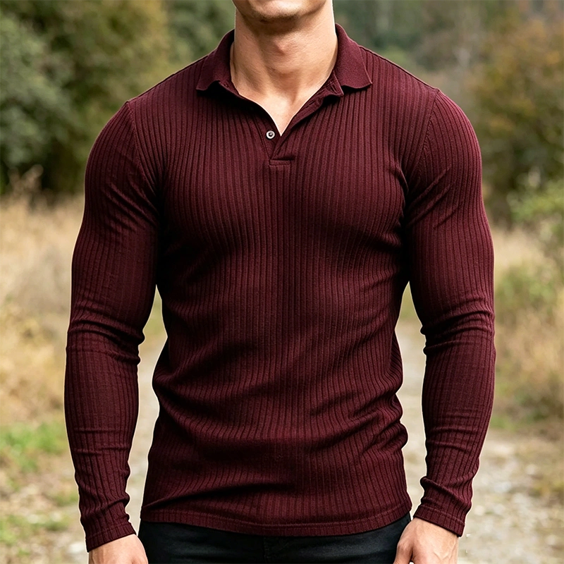Mivanity Stretchy Slim Fit Knit Polo Shirts