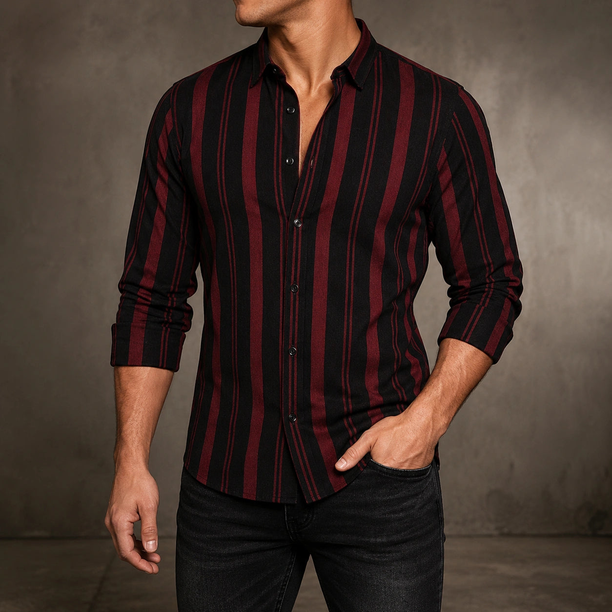 Mivanity Striped Texture Shirts