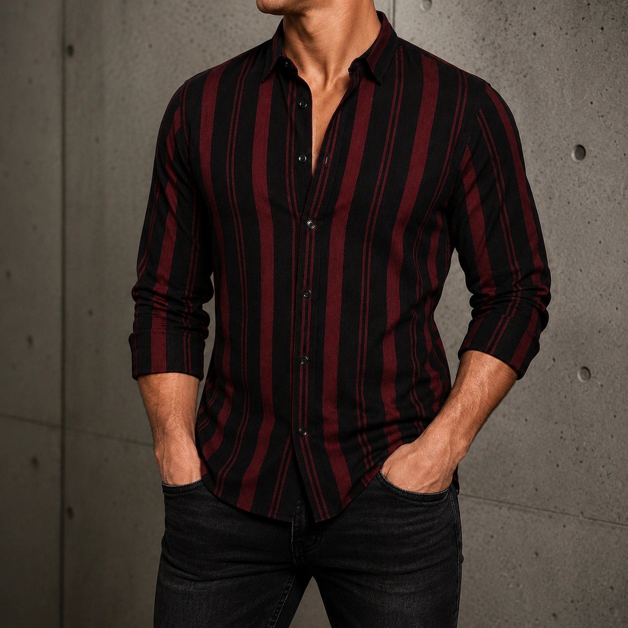 Mivanity Striped Texture Shirts