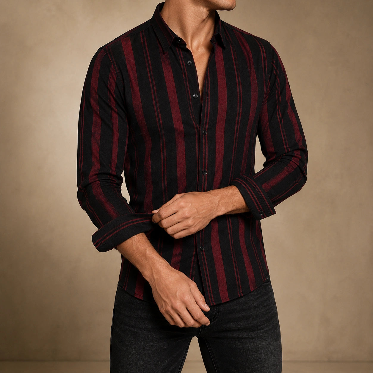 Mivanity Striped Texture Shirts