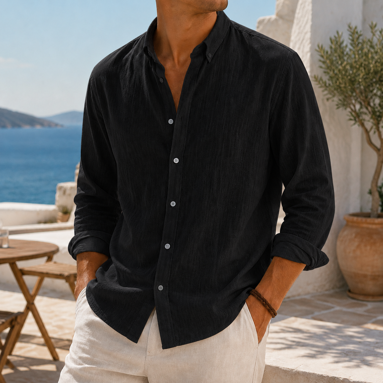 Mivanity Stylish Breathable Linen Casual Everyday Long Sleeve Shirt