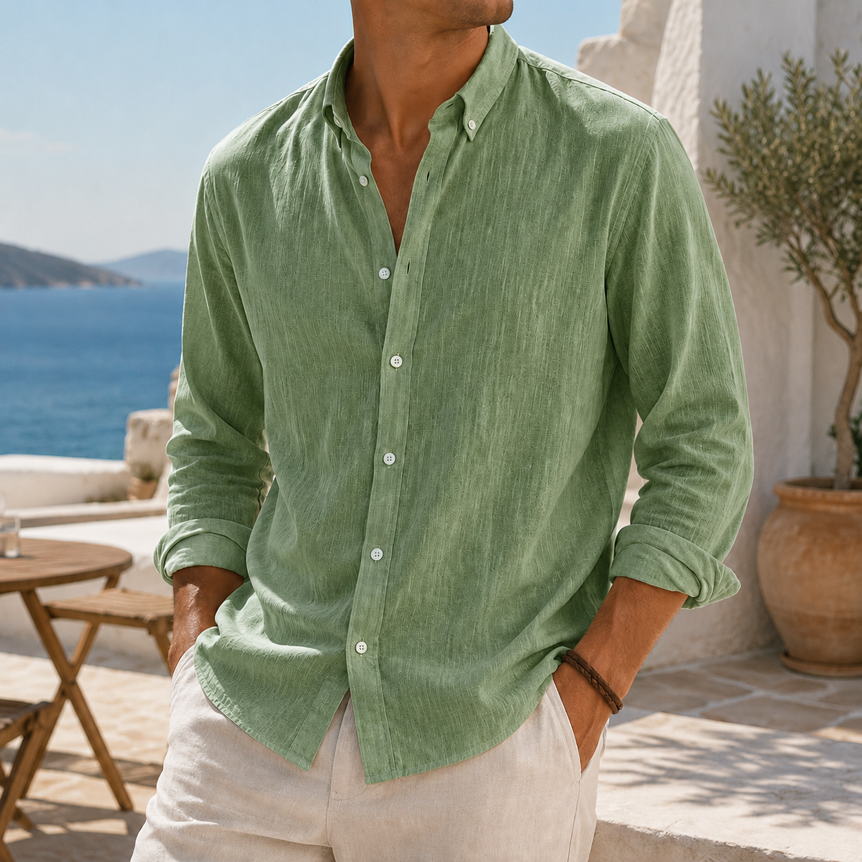 Mivanity Stylish Breathable Linen Casual Everyday Long Sleeve Shirt
