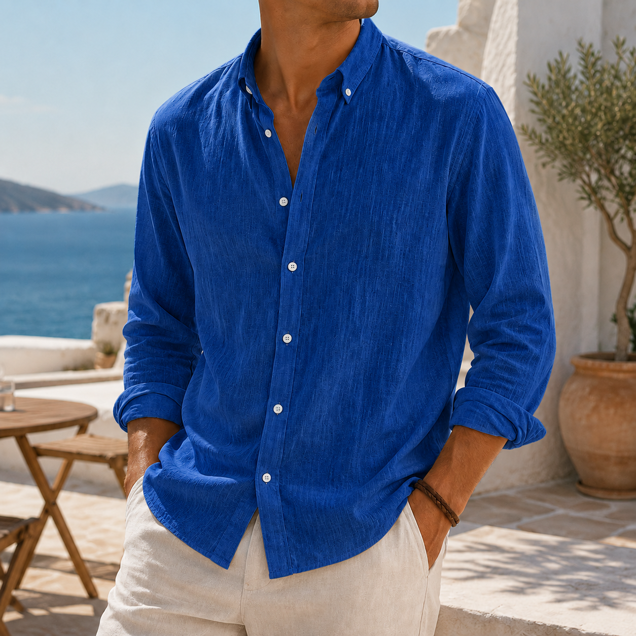 Mivanity Stylish Breathable Linen Casual Everyday Long Sleeve Shirt