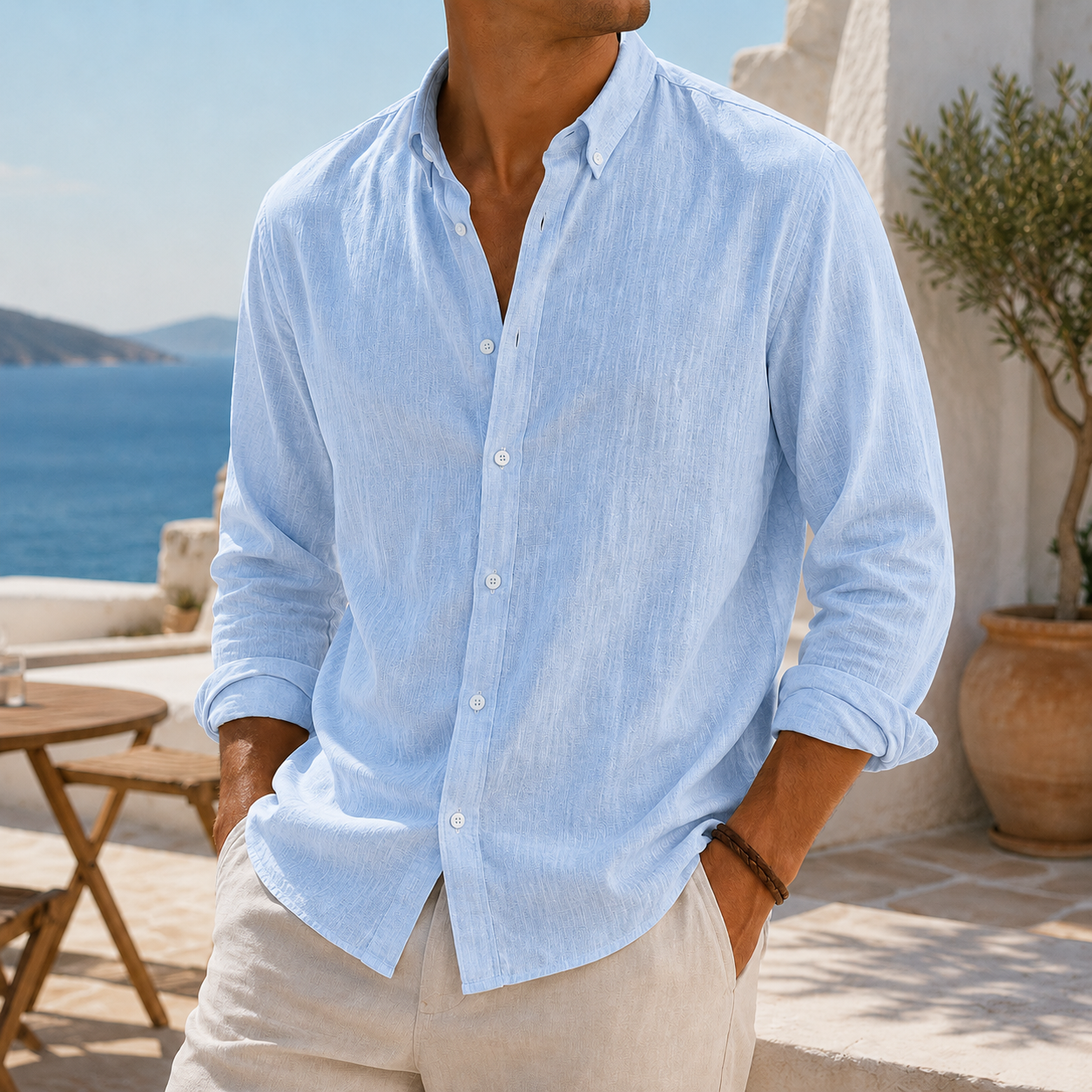 Mivanity Stylish Breathable Linen Casual Everyday Long Sleeve Shirt