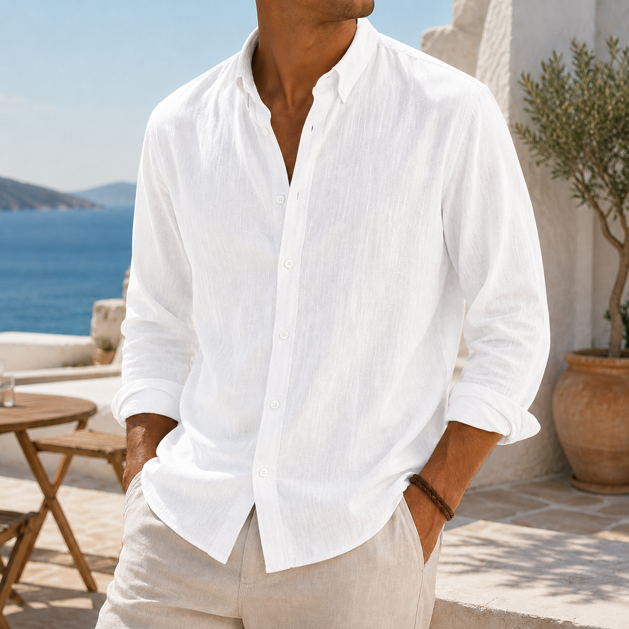 Mivanity Stylish Breathable Linen Casual Everyday Long Sleeve Shirt