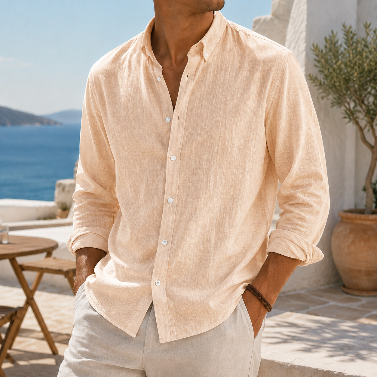 Mivanity Stylish Breathable Linen Casual Everyday Long Sleeve Shirt