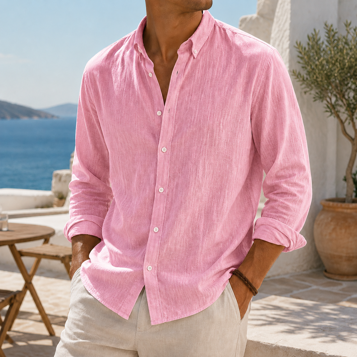 Mivanity Stylish Breathable Linen Casual Everyday Long Sleeve Shirt