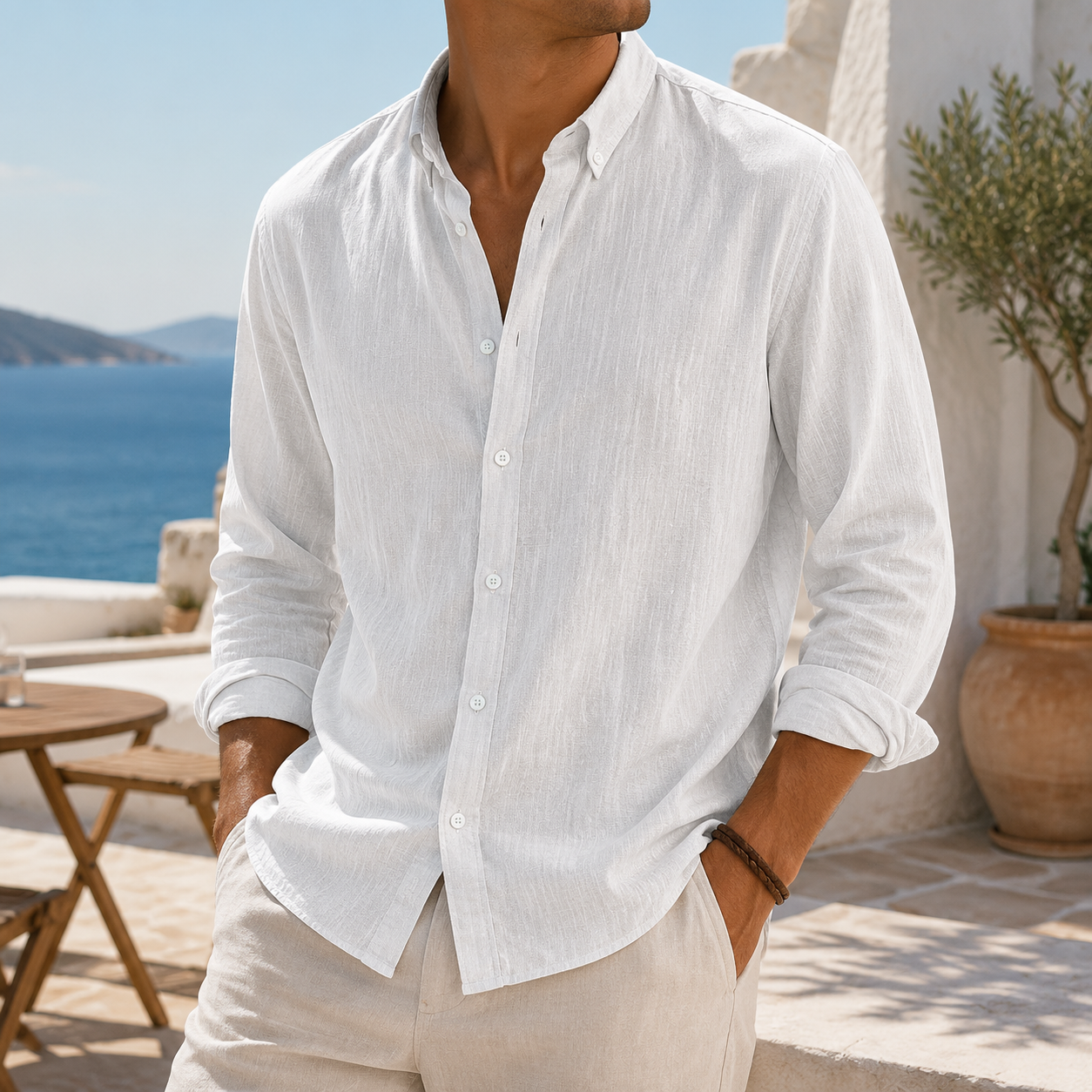 Mivanity Stylish Breathable Linen Casual Everyday Long Sleeve Shirt