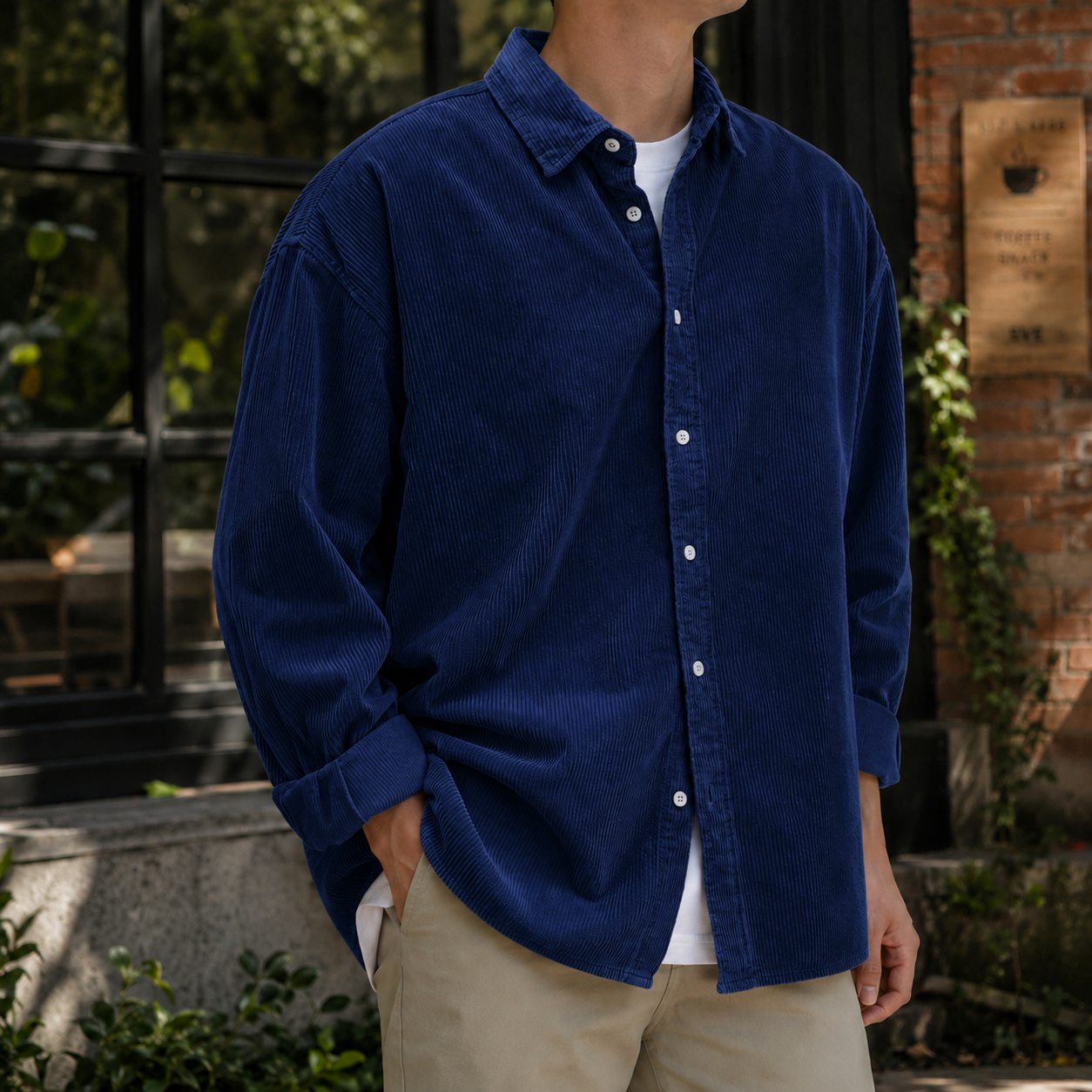 Mivanity Stylish Corduroy Urban Casual Daily Long-Sleeved Shirt