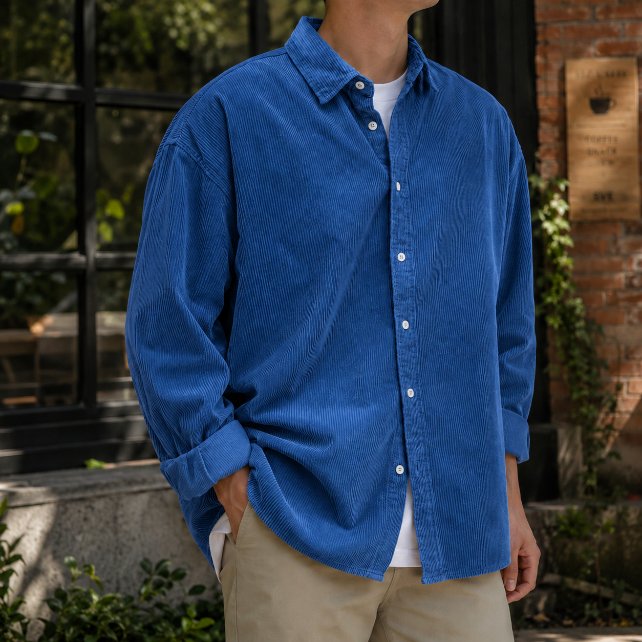 Mivanity Stylish Corduroy Urban Casual Daily Long-Sleeved Shirt