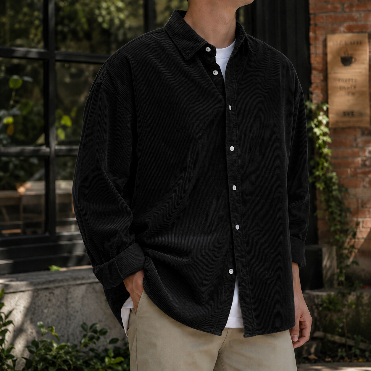 Mivanity Stylish Corduroy Urban Casual Daily Long-Sleeved Shirt