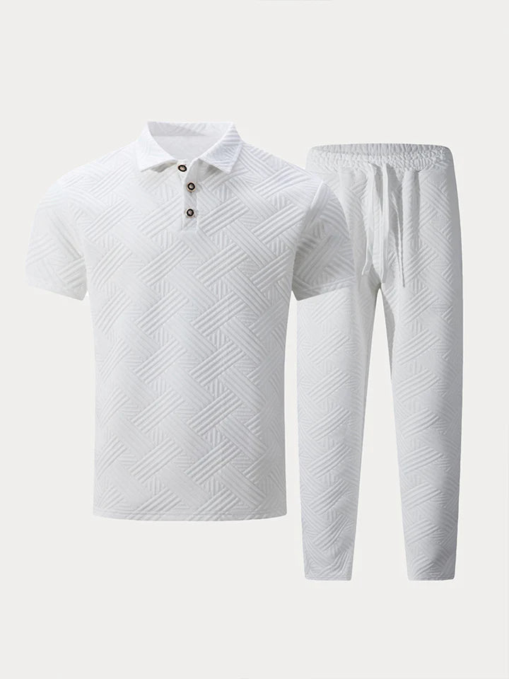 Mivanity Stylish Jacquard Textured Polo Shirt Sets