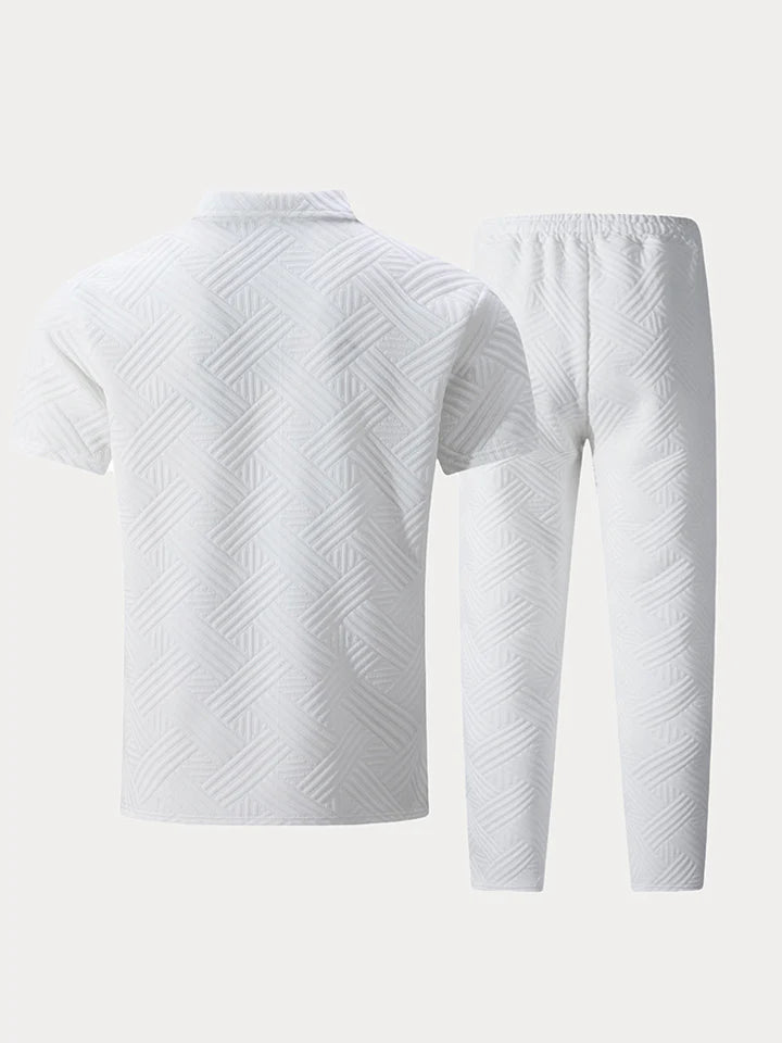 Mivanity Stylish Jacquard Textured Polo Shirt Sets