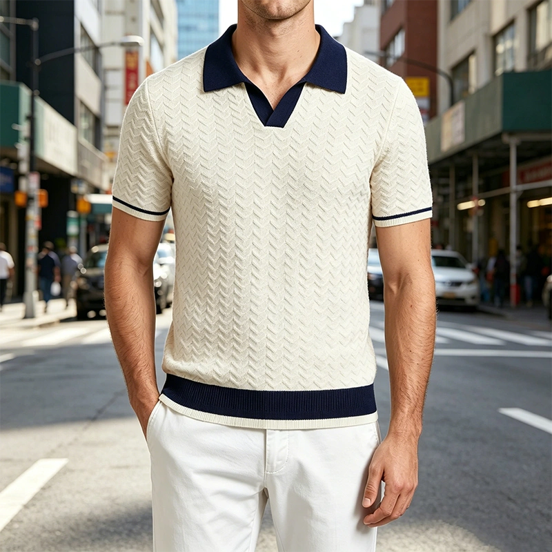 Mivanity Textured wave polo shirt