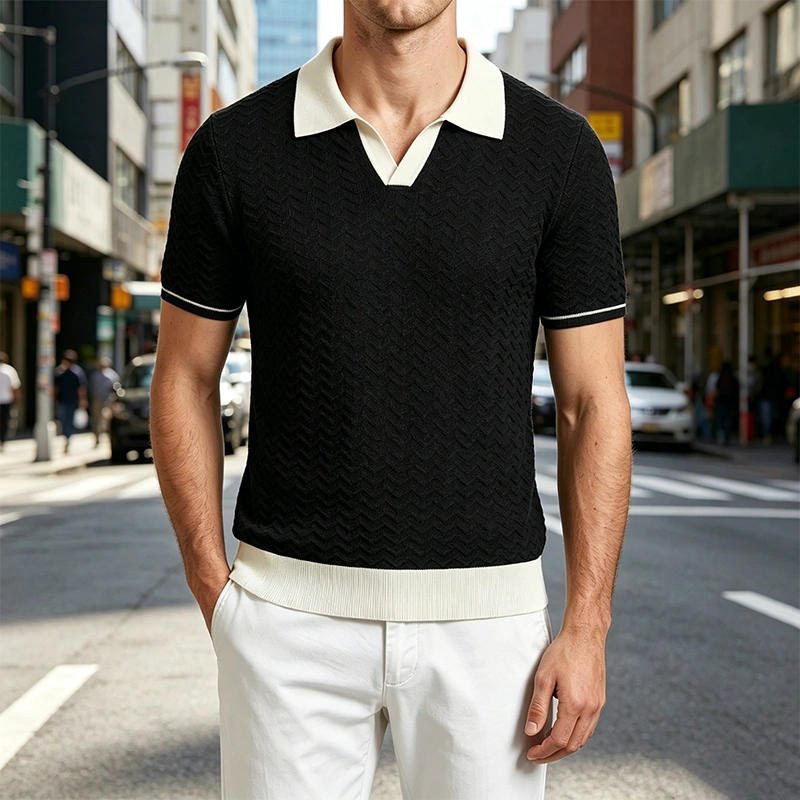 Mivanity Textured wave polo shirt