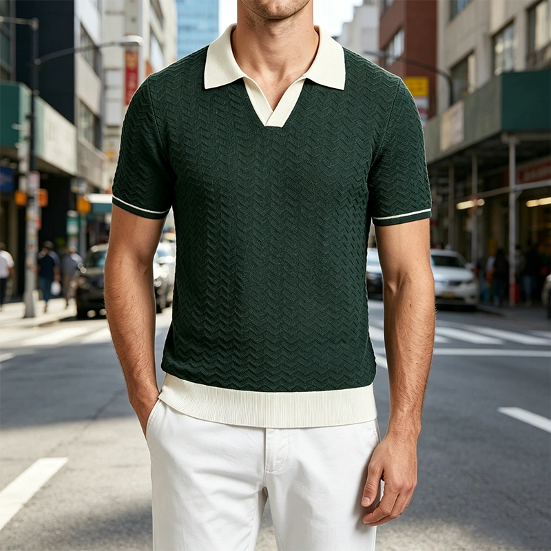 Mivanity Textured wave polo shirt