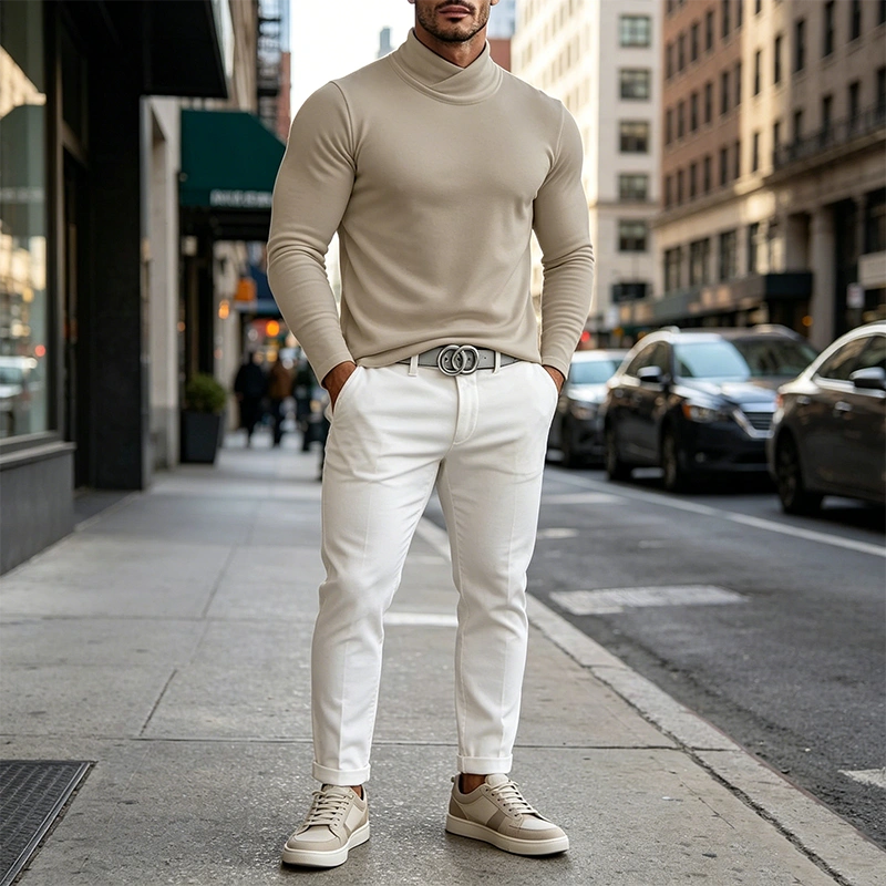 Mivanity Versatile Soft Cross Turtleneck Under shirts