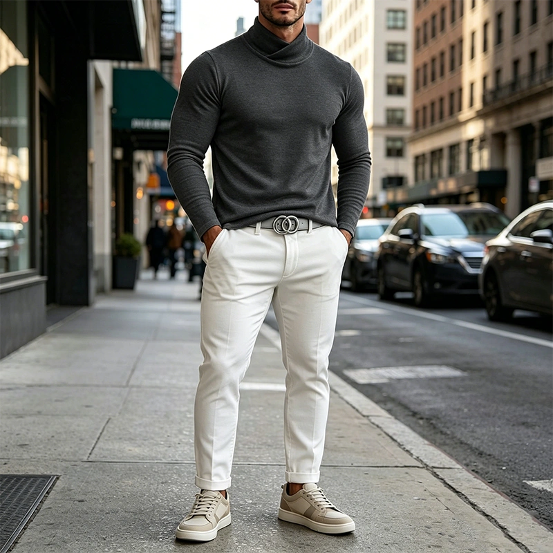 Mivanity Versatile Soft Cross Turtleneck Under shirts