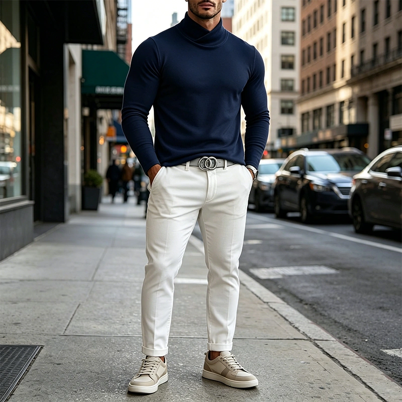 Mivanity Versatile Soft Cross Turtleneck Under shirts
