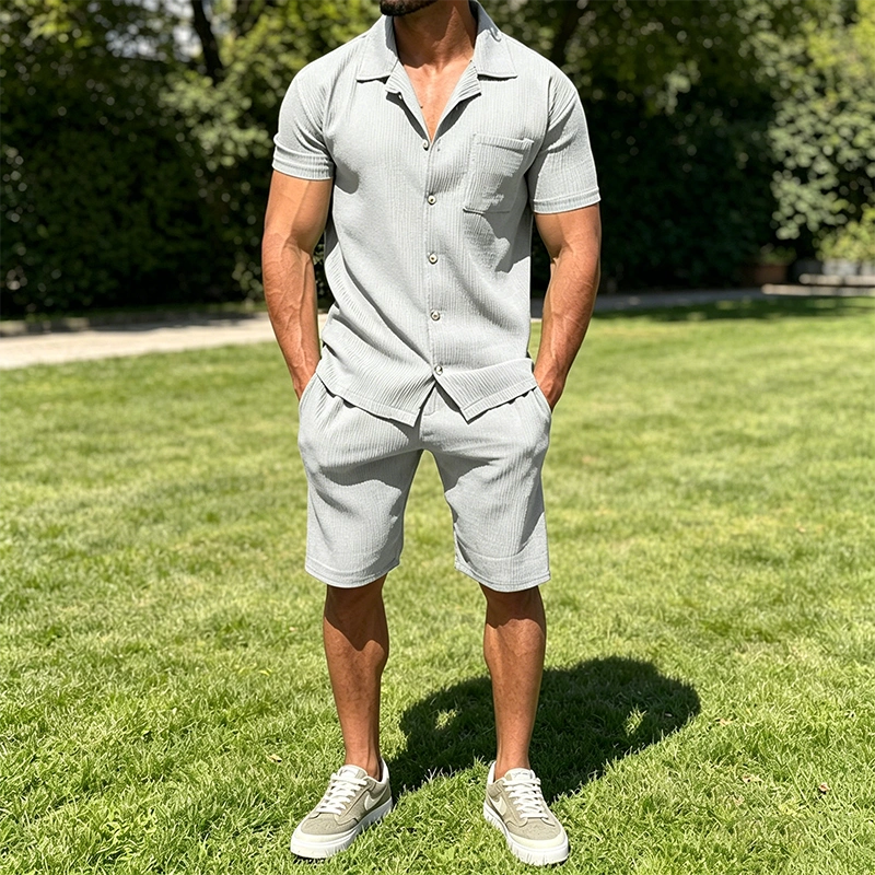 Mivanity Versatile Striped Textured Shirt Sets