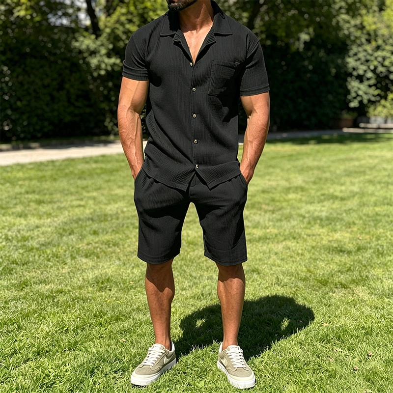 Mivanity Versatile Striped Textured Shirt Sets