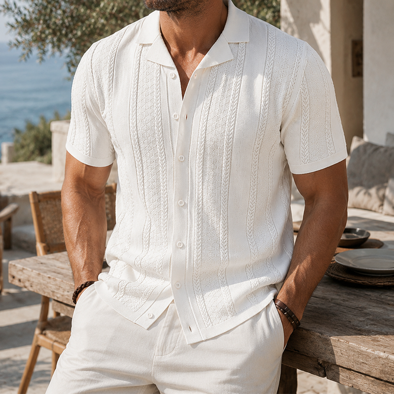 Mivanity Vintage Knit Button Up Shirt