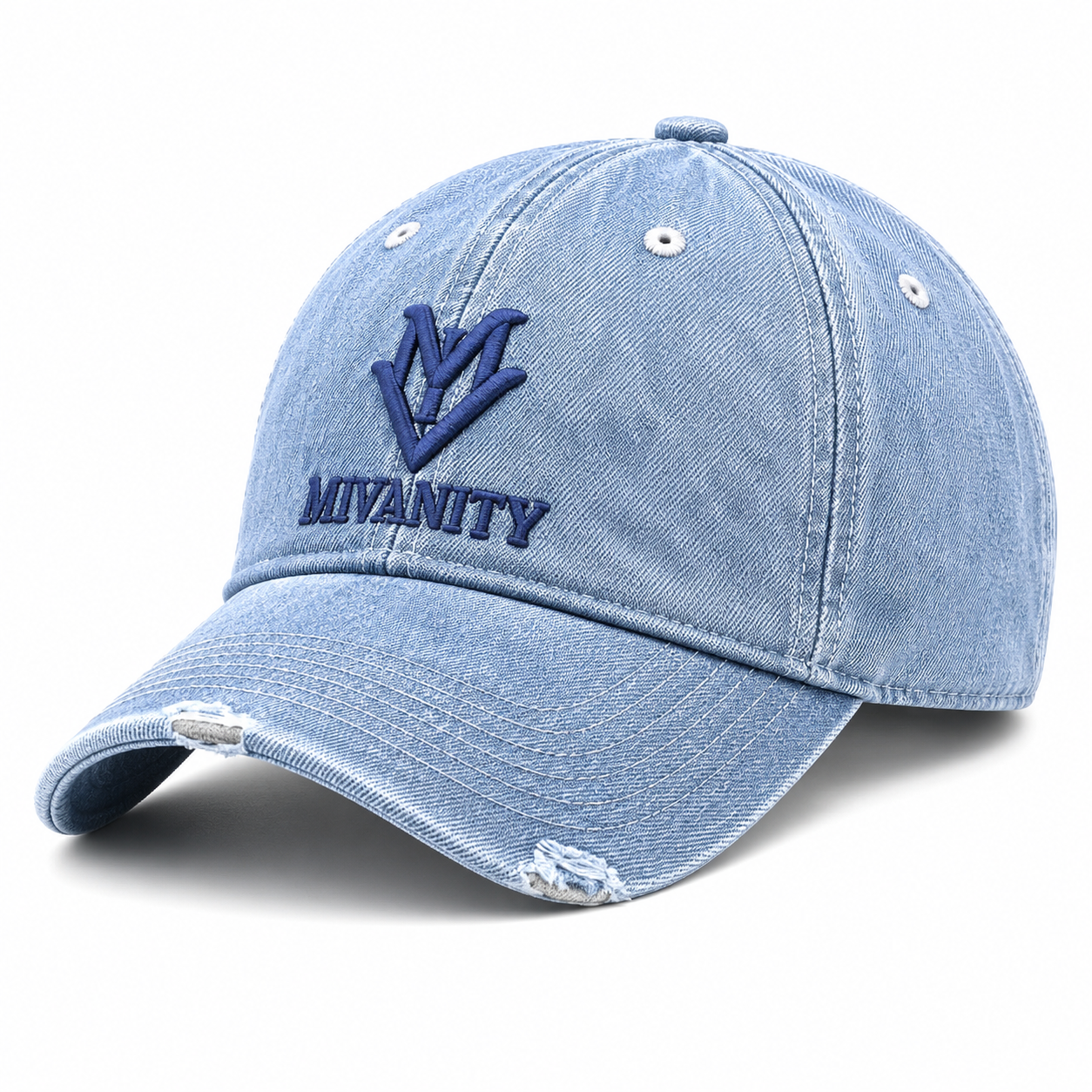 Mivanity Vintage Washed Cotton Embroidered Curved Brim Baseball Cap