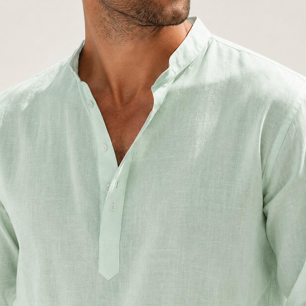 Mivanity Men's Breathable Linen Look Henley Shirt