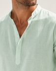 Mivanity Men's Breathable Linen Look Henley Shirt