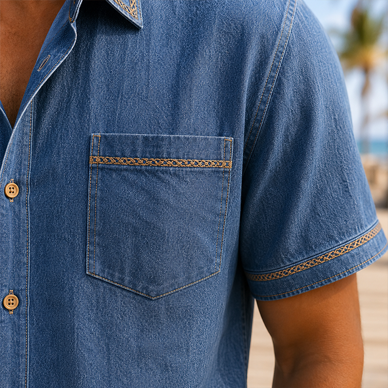 Mivanity Men’s Cotton Linen Camp Shirt