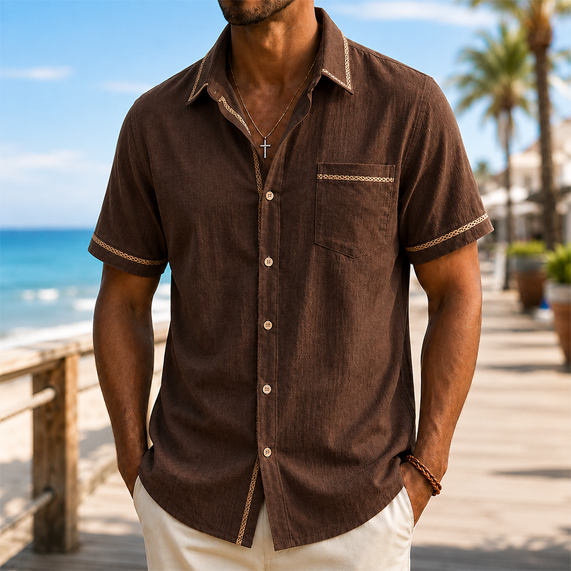 Mivanity Men’s Cotton Linen Camp Shirt