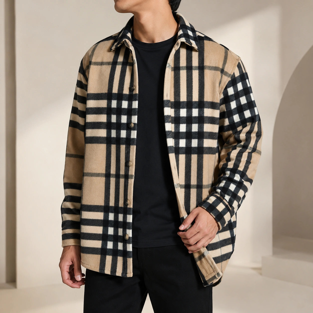 Mivanity Men's Fall Classic Flannel Striped Jackets