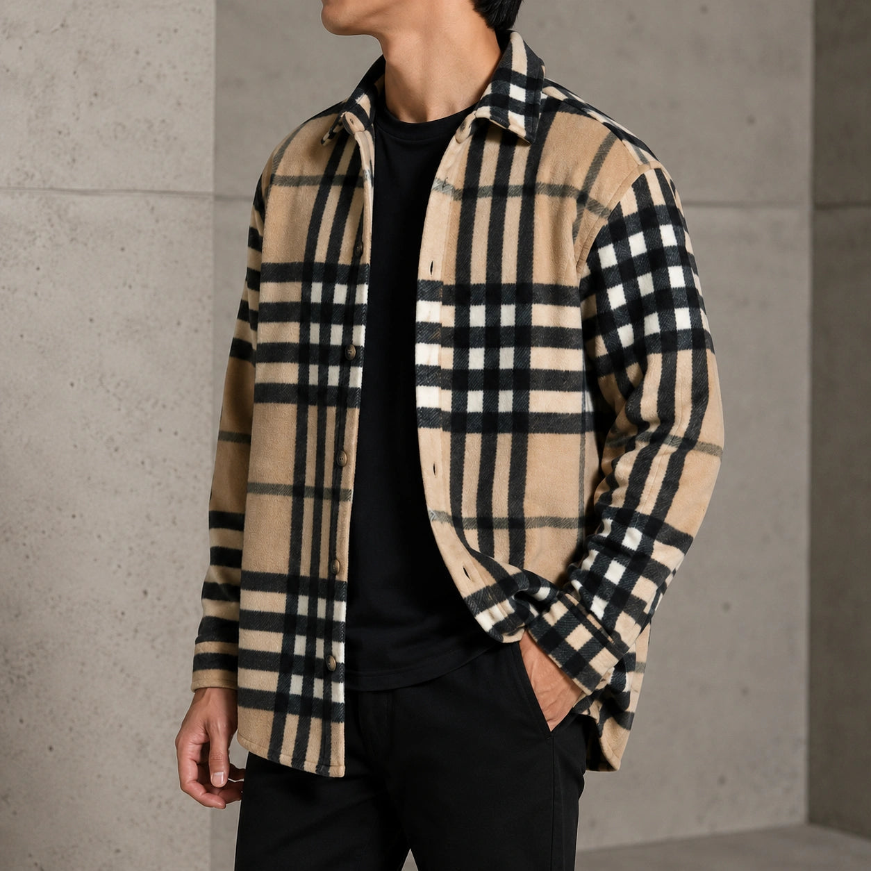 Mivanity Men's Fall Classic Flannel Striped Jackets