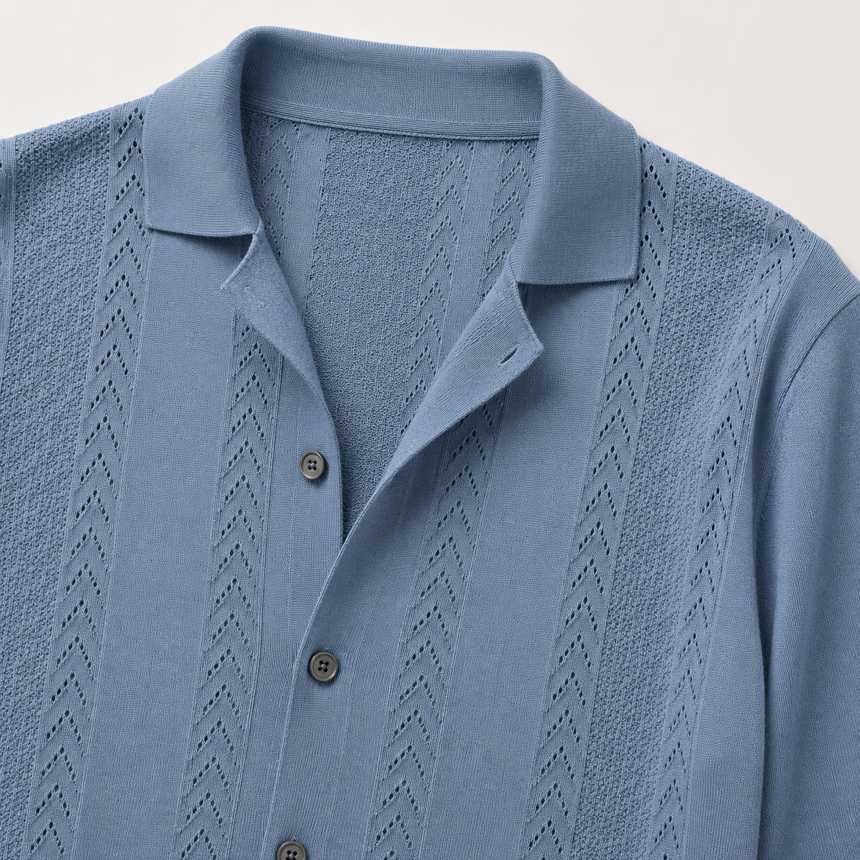 Mivanity Men's Openwork Knit Long Sleeve Button Front Shirt Lightweight Casual Resort Cardigan