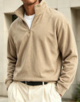 Mivanity Men's Premium Cotton Quarter-Zip Polo Sweatshirt