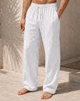 Mivanity Men's Resort Striped Printed Lace-Up Loose Casual Pants