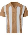 Mivanity Men's Solid Color Comfortable Everyday Striped Short Sleeve Shirts