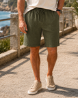Mivanity casual solid color breathable pleated texture loose shorts