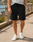 Mivanity casual solid color breathable pleated texture loose shorts