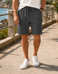 Mivanity casual solid color breathable pleated texture loose shorts