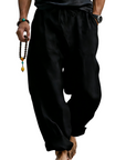 Men’s Linen Blend Loose Fit Pants  Breathable Summer Beach Trousers