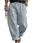 Men’s Linen Blend Loose Fit Pants  Breathable Summer Beach Trousers
